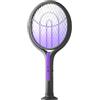 DSFGRTJ Racchetta antizanzare elettrica, Uccidi zanzare ricaricabile 2-in-1 con manico estensibile 106cm, Zappatore rotante 180°, design aderente alle pareti, alimentato USB(Purple)