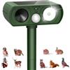 KQLHLHDYZ Repellente per gatti a ultrasuoni a energia solare, deterrente per martore per giardino, spaventapasseri per animali con sensore PIR e potente luce LED, ricarica USB impermeabile IP44, efficace contro