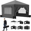 JUMMICO Gazebo 3x3 Pieghevole Impermeabile｜Zanzariera Arieggiata Anti-Insetti｜Robusto, Durevole, Impermeabile e Anti-UV｜Installazione e Rangement Rapidi｜Ideale per Cortile, Campeggio e Altro｜Grigio