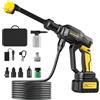Shiptree Idropulitrice a Batteria, Idropulitrice Portatile Professionale con batterie e Tubo da 5M, Ugello 6 in 1 Collegamento a Rubinetto, per Giardino, Auto e Pulizie Esterne