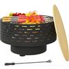 Outsunny 3-in-1 Focolare 23.8 x 15.4 Braciere Grigio carbone | Griglia barbecue in acciaio inossidabile, cestino fuoco effetto legno, giardino, balcone, patio, BBQ esterno, campeggio