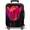 LNXSESN Copri Valigia Fiore Nero Rosa Coprivaligia Elastica Copri Valigia Media Lavabile Anti-Graffio Luggage Cover con Cerniera Coprivaligia Media Riusabile Per 22-25 Pollici