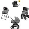 Inglesina Aptica XT System Quattro - Canyon Grey con telaio Nero e seggiolino auto Darwin Infant Recline - INGLESINA