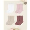 Prénatal Pack 4 gambaletti bimba multicolor con bordo ondulato