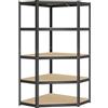 SONGMICS Scaffale Angolare a 5 Ripiani, Scaffalatura ad Angolo in Acciaio per Carichi Pesanti, per Garage, Ripostiglio, Magazzino, Portante 875 kg, Nero Inchiostro e Beige Naturale GLR080B01