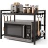Relaxdays scaffale estraibile per microonde, HBT: 43,5x32-65x40 cm, in metallo, salvaspazio per cucina, nero