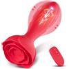 SuperLove Inflatable Rose Vibrating Butt Plug with Remote Red
