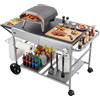 VEVOR Carrello per Griglia Barbecue da Esterno, Tavolo da Cucina Mobile con 4 Contenitori per Spezie, Ruote, Coperchi, Ganci, Tavoli per la Preparazione del Barbecue per Cucina, Cortile, Isola Cucina