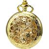 TREEWETO Mens Womens Mechanical Skeleton Pocket Watch Bronze Gear Hollow Case Steampunk Fob Watches with Chain Box