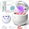 Warmra Pulitore ad ultrasuoni 45 KHz con 200 ml Dental Pod, 4 modalità, pulitore ultrasonico UV per protesi dentarie, binario, retainer, parentesi graffe, allineatori, protesi, paradenti, gioielli