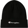 Champion Junior Caps (806070) - Recycled Acrylic Knitted Yarn Embroidered Script Logo Berretto, Nero, Taglia Unica Unisex - Bambini e Ragazzi FW24