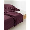 Westwing Collection Lenzuolo in cotone percalle lavato con volant Louane - Viola