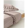 Westwing Collection Lenzuolo in cotone percalle lavato con volant Louane - Marrone