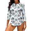 WOWENY Costume da Bagno Anti UV da Donna, con Protezione Rashguard, Maniche A 3/4 Cerniera A 1/4 Asciugatura Rapida, per Acqua, Surf, Spiaggia
