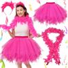 LumenVela Gonna Tulle Donna, Costume Carnevale Arcobaleno Donna, 3 Pezzi Gonne in Tulle Arcobaleno Set con Boa Piume, Cerchietto Piume per Carnevale Cosplay Party