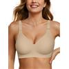 OEAK Reggiseno da donna senza cuciture comodo senza ferretto Supporto completo Bralette Push Up Plus Size Scollo a V Sleeping Tshirt Bras