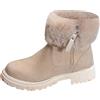 Dasongff Stivali da neve da donna, stivali invernali in pelliccia, fodera calda, impermeabile, comfort, stivaletti con chiusura esterna antiscivolo, beige, 38 EU
