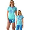 Generico Pigiama Donna Tre Pezzi Island Paradise TD60, Cotone 100%, Manica Corta con Pantalone Lungo e Pantaloncino, Made in Italy (IT, Testo, S, Regular, Regular, Verde Acqua)
