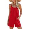 BEIGAI Salopette corta da donna, jumpsuit estiva, da lavoro, elegante, casual, senza maniche, ampia, con spalline a spaghetti, tuta intera, sexy, romper, playsuit, tailleur pantalone con tasche grandi