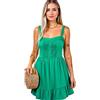 Generic Women's Summer Square Neck Sundress Sleeveless Button Front A-Line Mini Dress with Pockets Ruffle Hem Casual Beach Vacation Outfit Sage Green