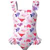 JiAmy Costume da bagno intero da ragazza, carino costume da bagno per bambini, con volant, ad asciugatura rapida, protezione dai raggi UV, per bambine dai 1 ai 6 anni