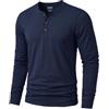 TACVASEN Tshirt Uomo Cotone Maglietta Uomo Manica Lunga Maglia Henley Camicia Elegante Base con Sfilo a Bottoni Taglio Regular Camicia Casual