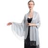 RonFoxi Scialli e involucri metallici scintillanti, sciarpa da donna con glitter pashmina scialle forformale abiti da sera, Argento
