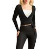 Amiblvowa Amiblwova - Maglia avvolgente da donna, a maniche lunghe, per yoga, pilates, allenamento e danza, con laccetto da annodare