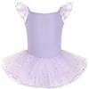 HIPPOSEUS Ragazza Vestito da Balletto Tutu Body Danza Bambina Classica Balletto con Paillettes Abito Manica Corta,Y-04WDM-viola, 2 anni