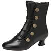 Dasongff Stivaletti Donna Gotico Vintage Steampunk Ankle Stivali Con Lacci in PU Pelle Tacco Louis Stivali Corti Vittoriani con Tacco Louis Vintage Punk Stivali Casual Punta A Punta A Punta