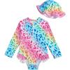 WYTbaby Abbigliamento UV per Bambina, a Maniche Lunghe, Costume da Bagno con Cappello, Abbigliamento UV per Bambini, per Bambine dai 3 Mesi a 3 Anni, multicolore, 3-6 Mesi
