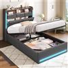 AOGLLATI Letto Singolo con Contenitore 90x200 cm, Luci LED, Grigio Scuro
