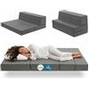 Arensberger Materasso pieghevole Multifold, 90 x 200 cm, altezza 15 cm, letto per gli ospiti, pieghevole, da campeggio, materasso per ospiti, divano pieghevole, rivestimento rimovibile, schiuma di gel