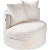 Beliani Poltrona moderna Glam con schienale rotondo Base girevole in boucle con due cuscini Bianca
