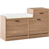 Beliani Scarpiera 2 scomparti con sedile imbottito in truciolato stile scandinavo marrone chiaro