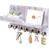 Kldgris Portachiavi da Parete Appendichiavi da Muro in Legno con 5 Ganci per Ingresso, Porta di Casa, Corridoio, Camera da Letto (Bianco Vintage)