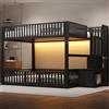 Moimhear Letto a castello con scala di stoccaggio, con LED (nero, 140 x 200 cm)