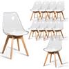 GrandCA HOME Set di 10 Sedie da Pranzo Schienale Trasparente Scandinave | Seduta acrilico trasparente , Sedia imbottita, Gambe legno faggio naturale, Cucina sala da pranzo camera da letto, Bianco-PU