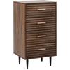 Beliani Cassettiera moderna in legno scuro a 4 cassetti con telaio in MDF gambe in ferro