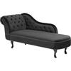 Beliani Chaise Longue in Velluto Nero Versione Sinistra Stile Chesterfield