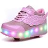 Axcer LED Luci Brillantini Skateboard Scarpe USB Ricaricare Sportive con Rotelle Retrattile Doppia Ruota Sneakers Outdoor Multisport Luminose Calzature da Ginnastica per Bambini Ragazze e Ragazzi