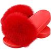 BININBOX Pantofole di Pelliccia di Volpe da Donna Estate Colorata Piuma Punta Aperta Sandali Slip-on (Rosso, Numeric_42)