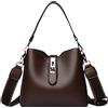 Generic Borsa compatta in pelle, leggera, da donna, a tracolla, con fibbia magnetica, borsa a secchiello in pelle con custodia sicura, borsa a secchiello per shopping e viaggi