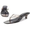 Noctivelle Sandali da donna con tacco kitten, impermeabili, infradito con soletta comfort in memory foam, estivi ad asciugatura rapida, casual, da piscina e spiaggia, nero, 38.5 EU