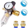 Oecffou Riduttore di pressione per aria compressa da 1/4 con manometro, separatore dell'acqua ad aria compressa e filtro dell'aria, riduttore di pressione, compressore per sistemi ad aria compressa