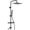 Auralum Colonna Doccia senza Miscelatore, Colonna Doccia Nera con Mensola Doccia XXL, Saliscendi Doccia Acciaio Inox Regolabile 72-110cm, Asta Doccia con Soffione Doccia 30cmx30cm e Doccino per Doccia