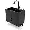 Bdneygtyr Lavello con mobiletto inferiore, 75 x 41 x 78 cm, cucina per esterni | Lavello da cucina con rubinetto estraibile, autoportante, in acciaio inox, per cucina, giardino e gastronomia