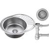 QUADRON lavello monovasca Lavabo con scolapiatti | dimensioni 45 cm colore: satinato | JIM monovasca | lavello da cucina | lavello in acciaio inox adatto a mobili da 45 cm | da incasso (SATIN)