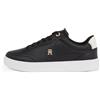 Tommy Hilfiger Donna Sneakers Court Essential Chic in Pelle, Nero (Black), 37