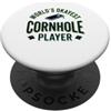 Funny sack toss bean bag toss playing World's Okayest Cornhole Player PopSockets PopGrip Adesivo